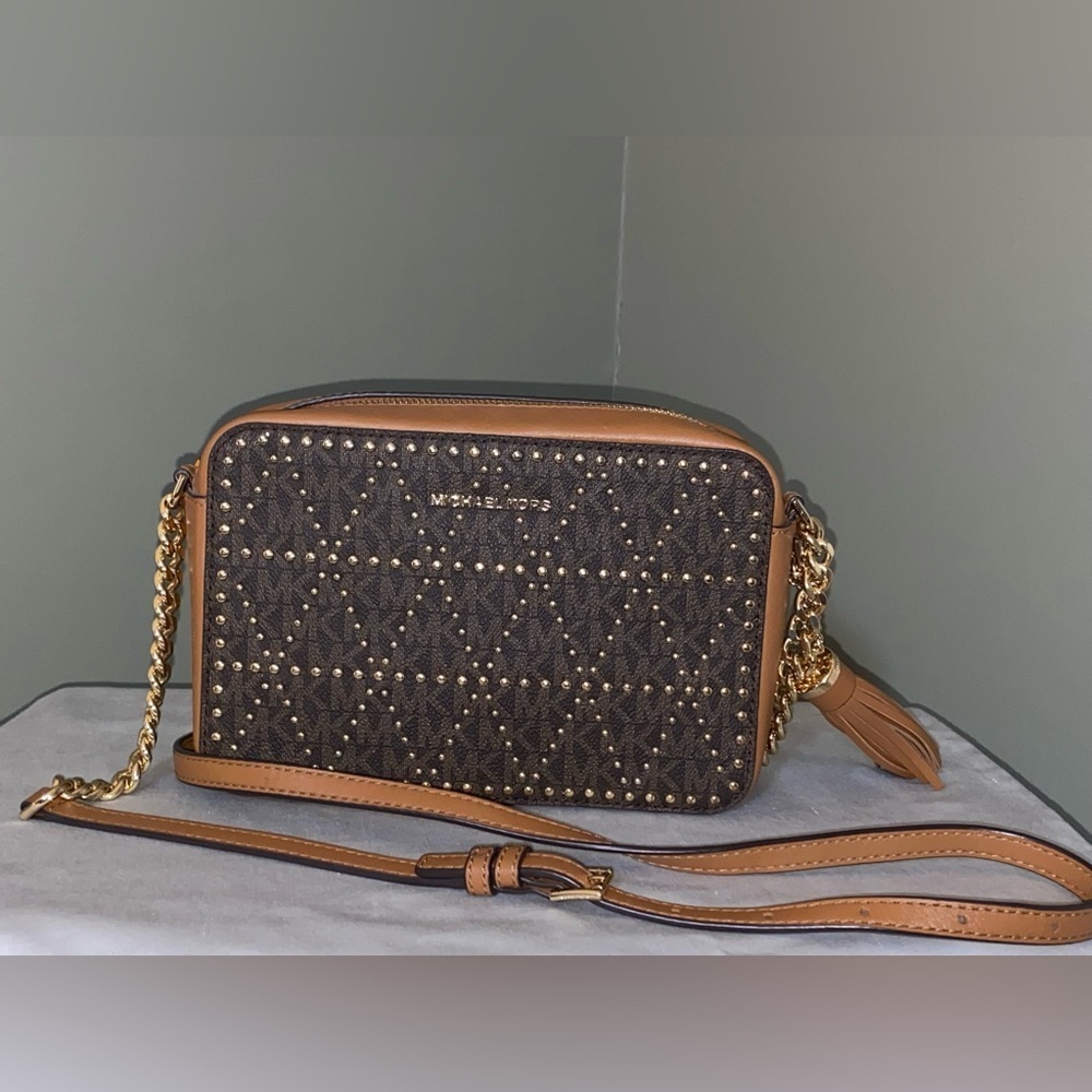 Michael Kors Ginny Studded Crossbody with Tassel. - Picture 1 of 9